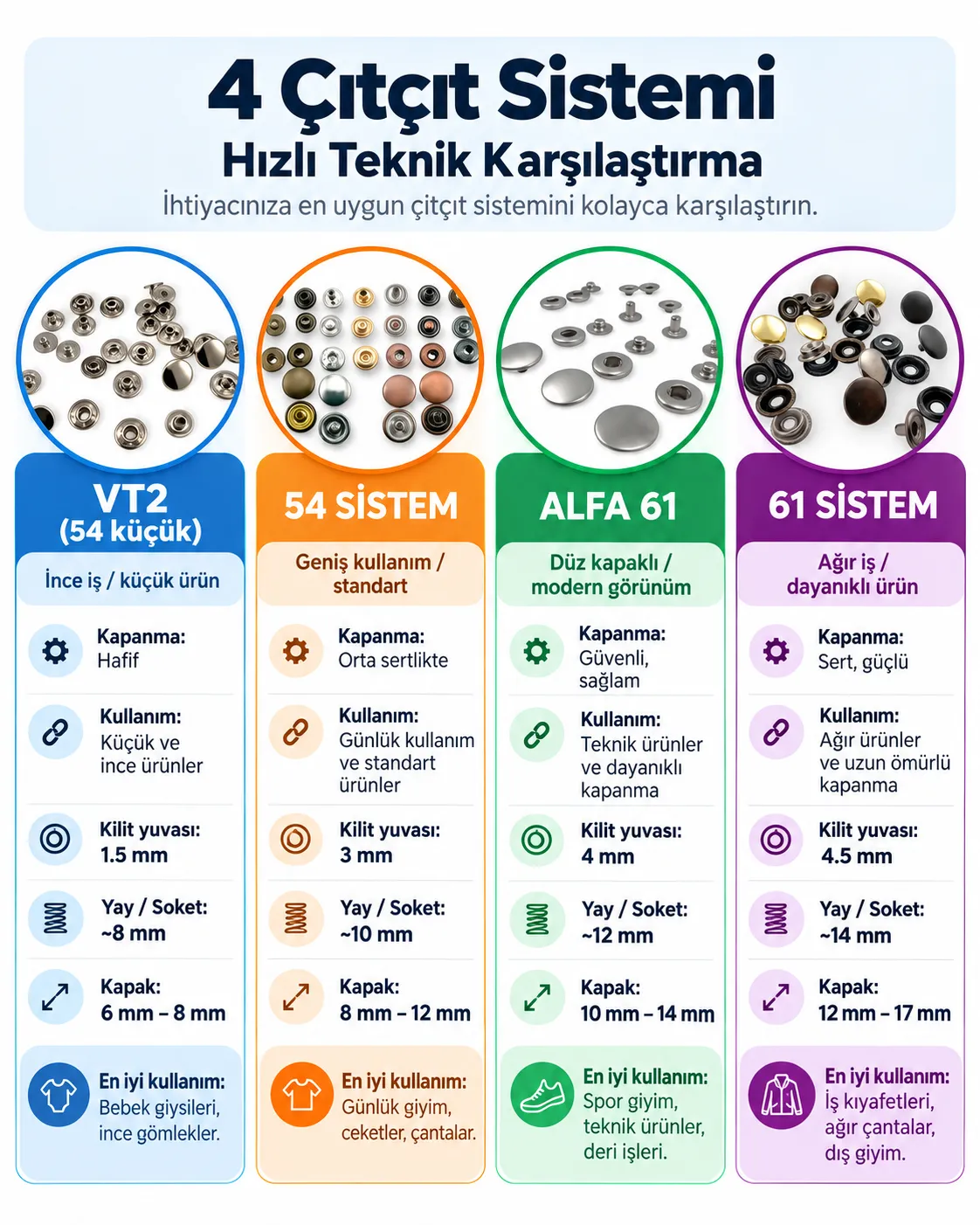 Çıtçıt sistemleri karşılaştırma